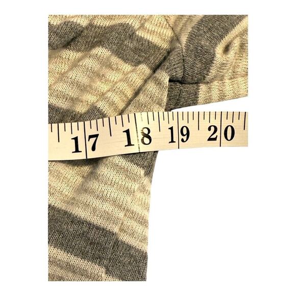 LOFT Petite Small Gray Striped Faux Wrap Sweater Long Sleeve V-Neck - Picture 5 of 7